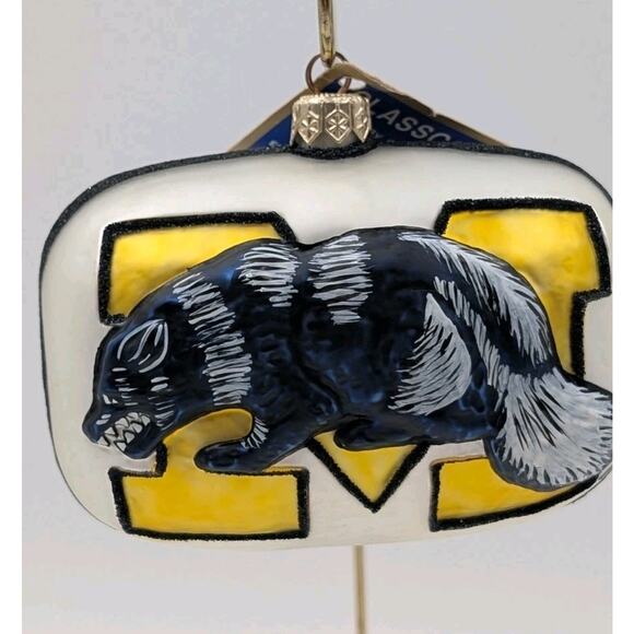 Slavic Treasures Glasscots Michigan Wolverines Wolverine Ornament Hand Blown - Picture 3 of 8